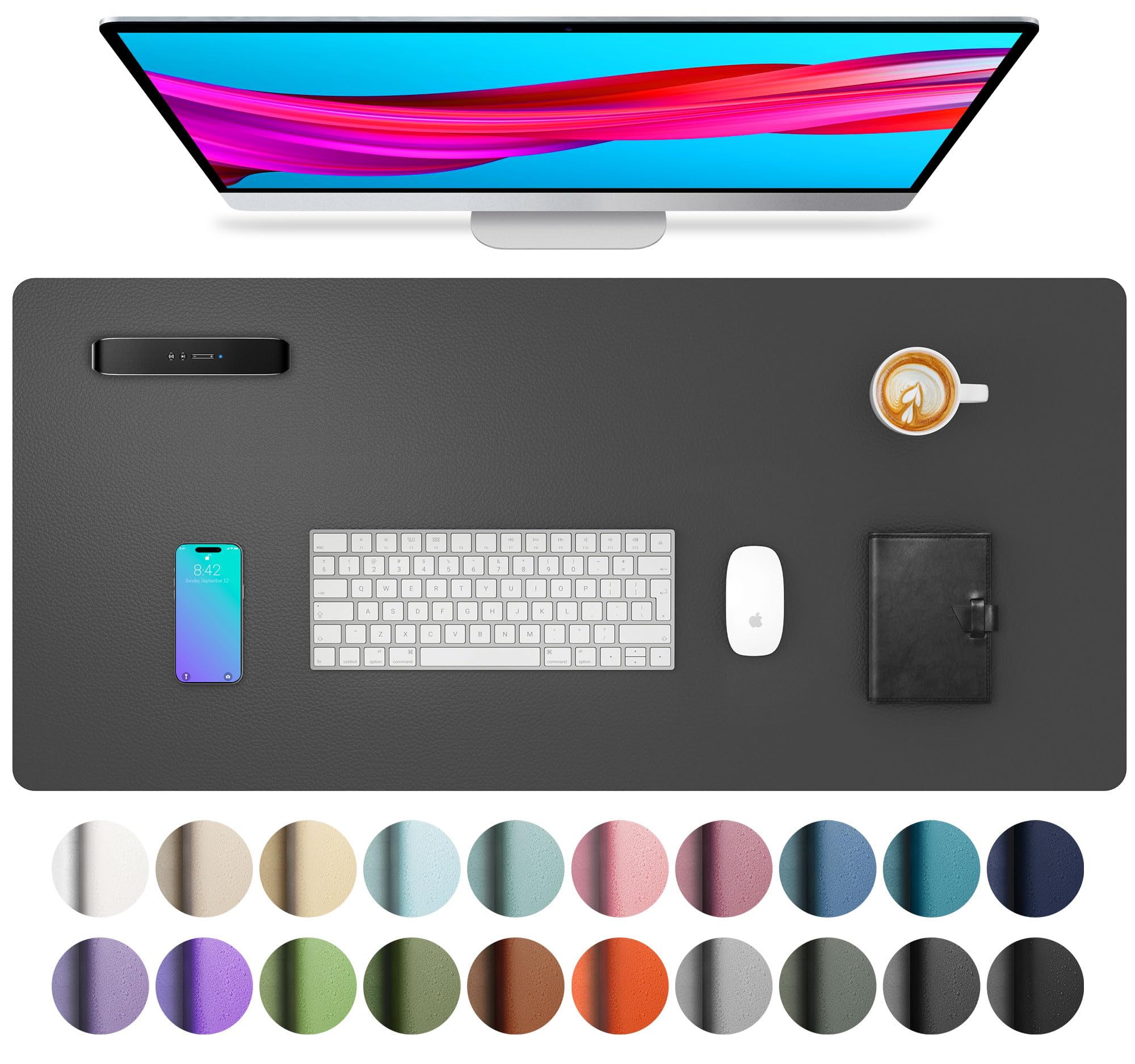 Leather Desk Pad Protector,Mouse Pad,Office Desk Mat, Non-Slip Pu Leather Desk Blotter,Laptop Desk Pad,Waterproof Desk Writing P