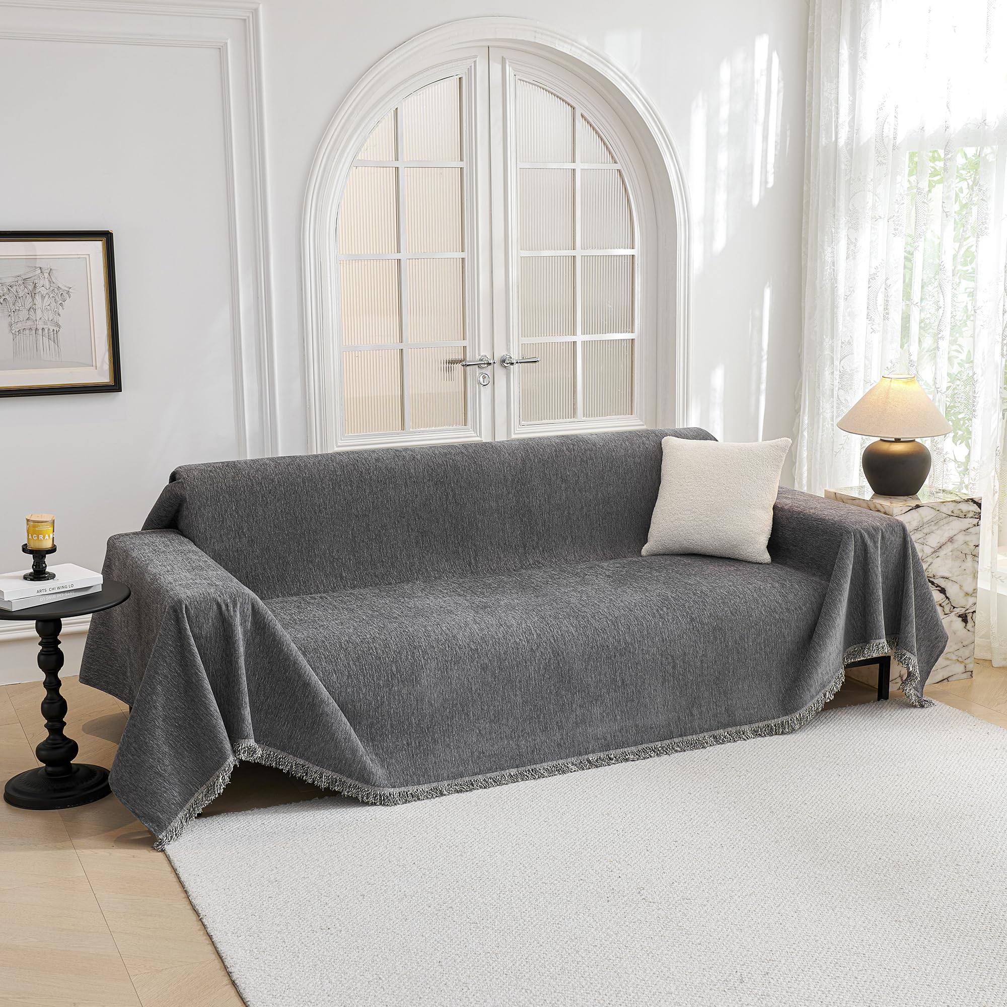 MYSKY HOME Couch Cover for Dogs, Washable Couch Covers, Non Slip Couch Sofa Cover, Couch Cover 2 Cushion Sofa Dogs Furniture Pro