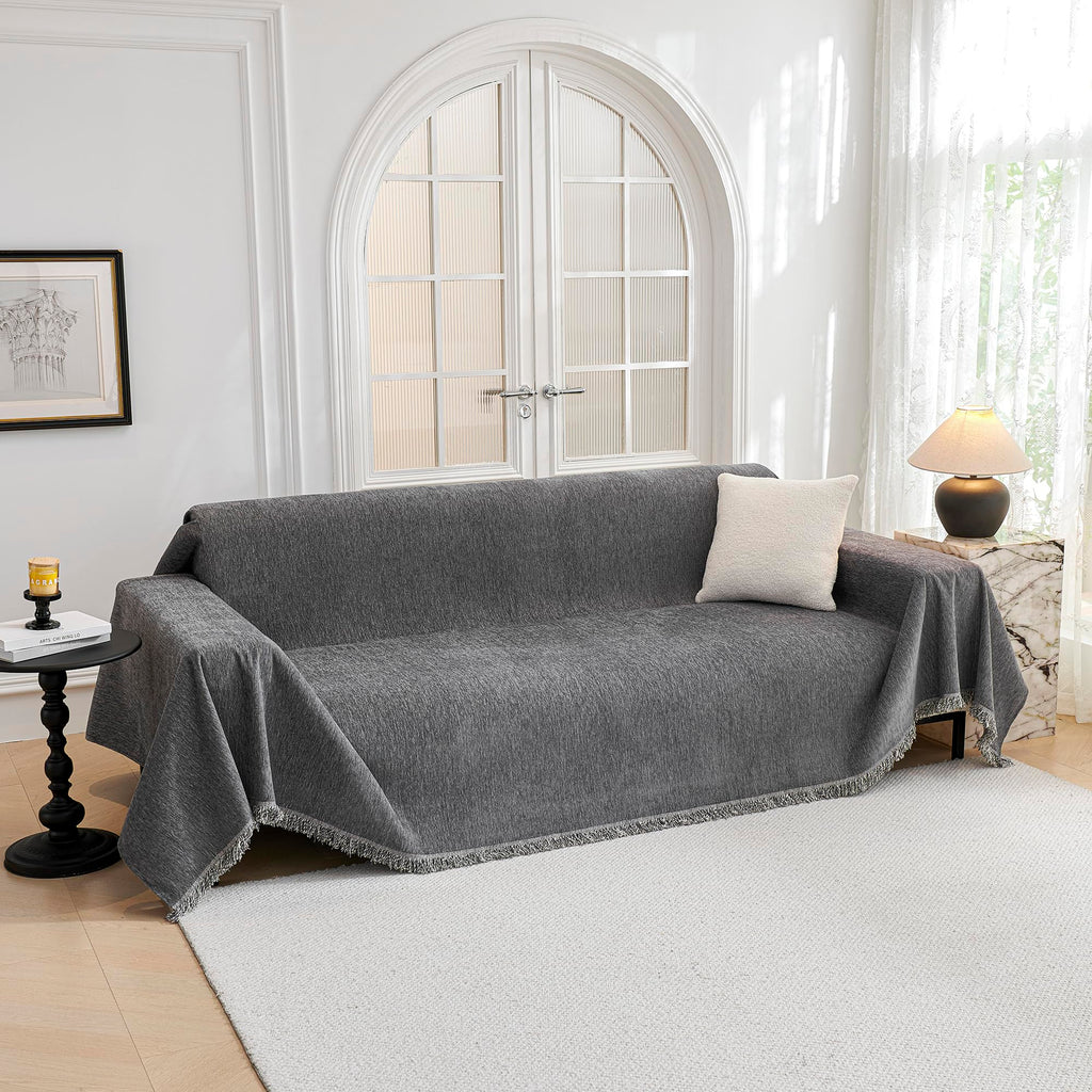 MYSKY HOME Couch Cover for Sofa Couch Covers for Pets, Non Slip Dogs Furniture Protector with Tassels for Living Room Non Slip W