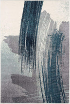 HomeRoots White Blue 100% Twisted Polyester 8â€ x 11â€ White and Blue Abstract Strokes Area Rug