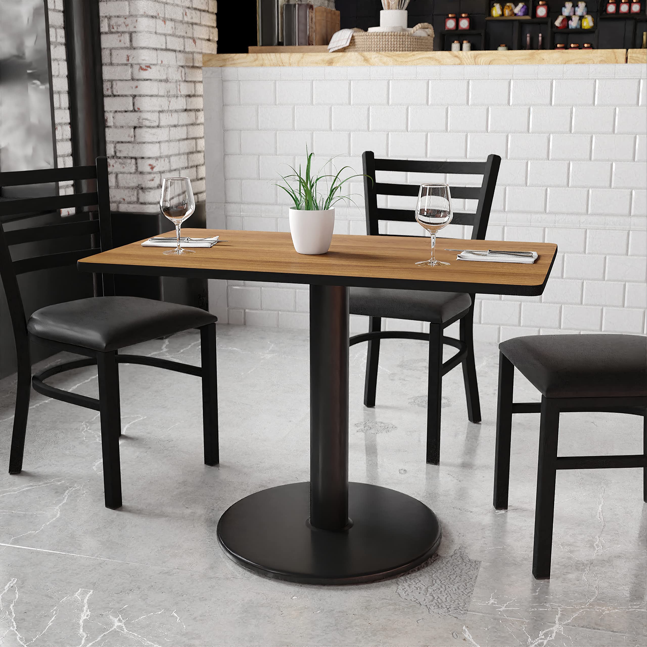 Flash Furniture 24'' X 42'' Rectangular Walnut Laminate Table Top With 24'' Round Table Height Base