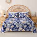Yibeizi Blue Floral Sheets Queen Cute Daisy Flower Pattern Bed Sheet Set Botanical Bedding Sheets & Pillowcases Soft Microfiber