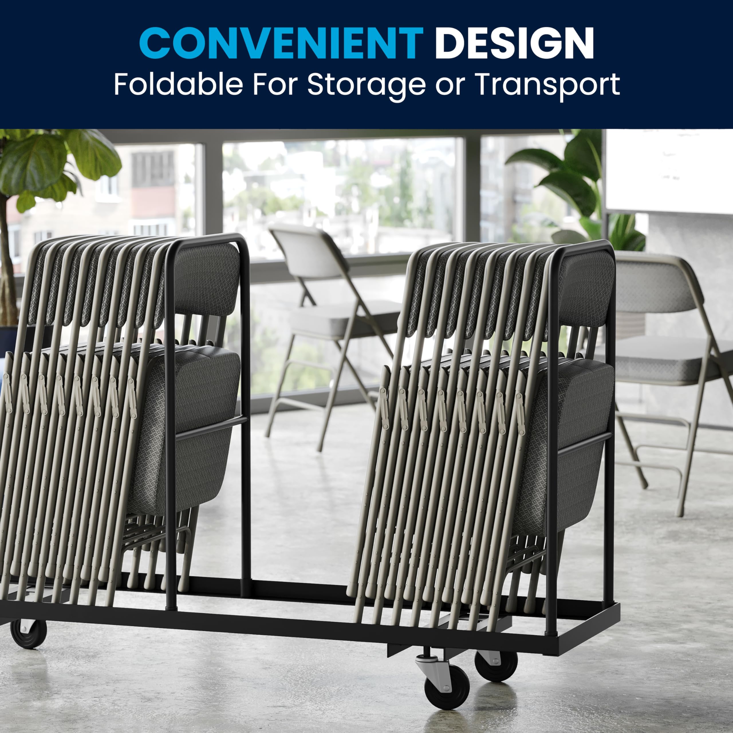 Flash Furniture Hercules Series Metal Folding Chairs With Cushioned Seats, Fabric Upholstered Event Chairs, Set Of 2, Gray