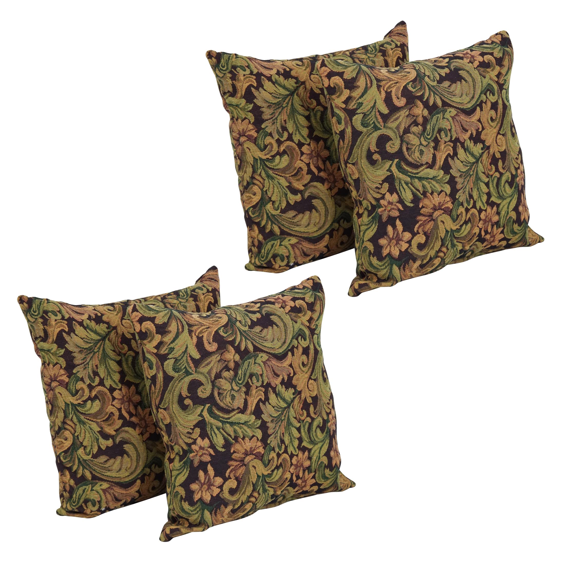 Blazing Needles Tapestry Throw Pillow, 17", Brown Damask 4 Count