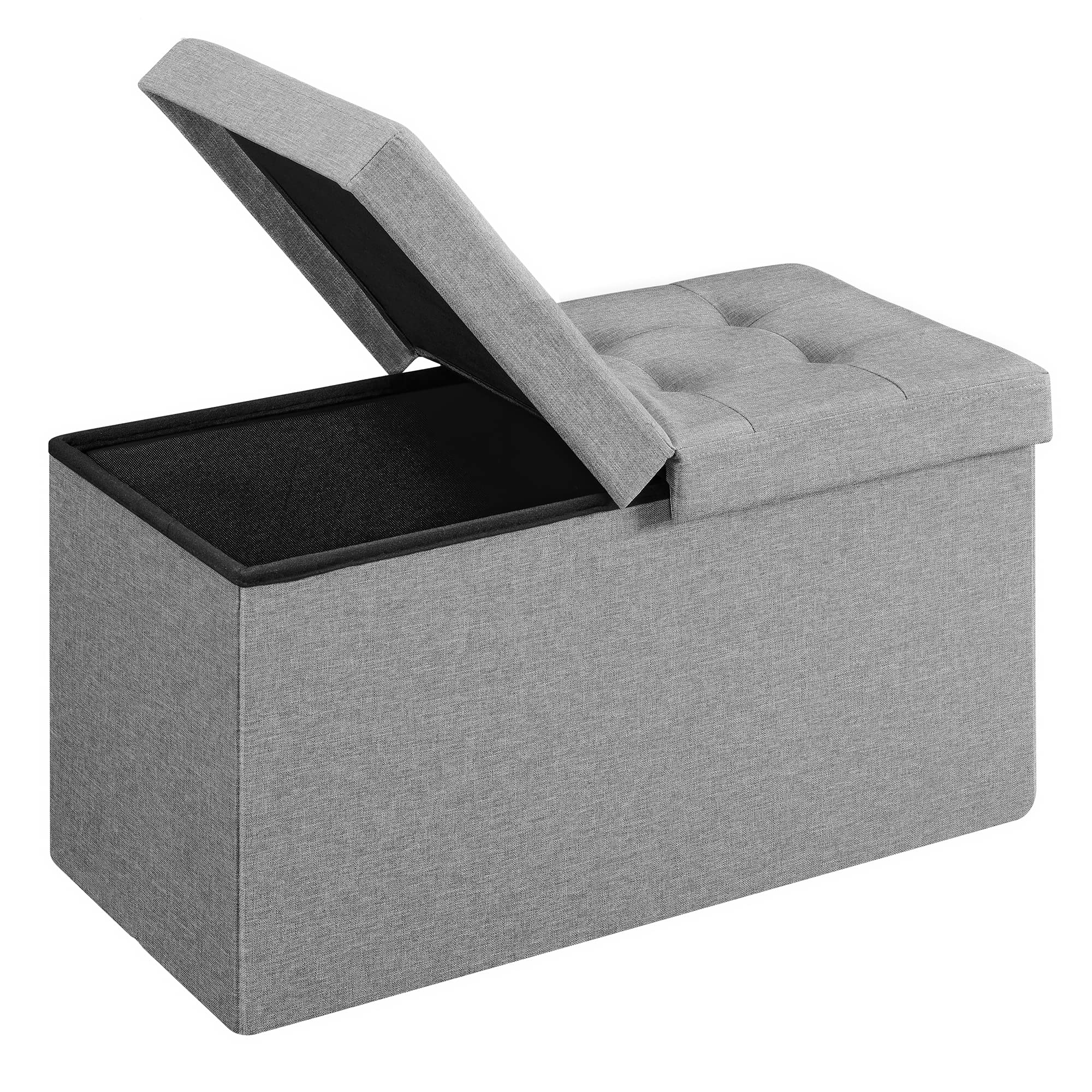 Songmics Mazie Collection - 30 Inches Storage Ottoman, Foldable Storage Bench With Flipping Lid, 660 Lb Load Capacity, For Entryway, Living Room, Bedroom, Light Gray Ulsf41G