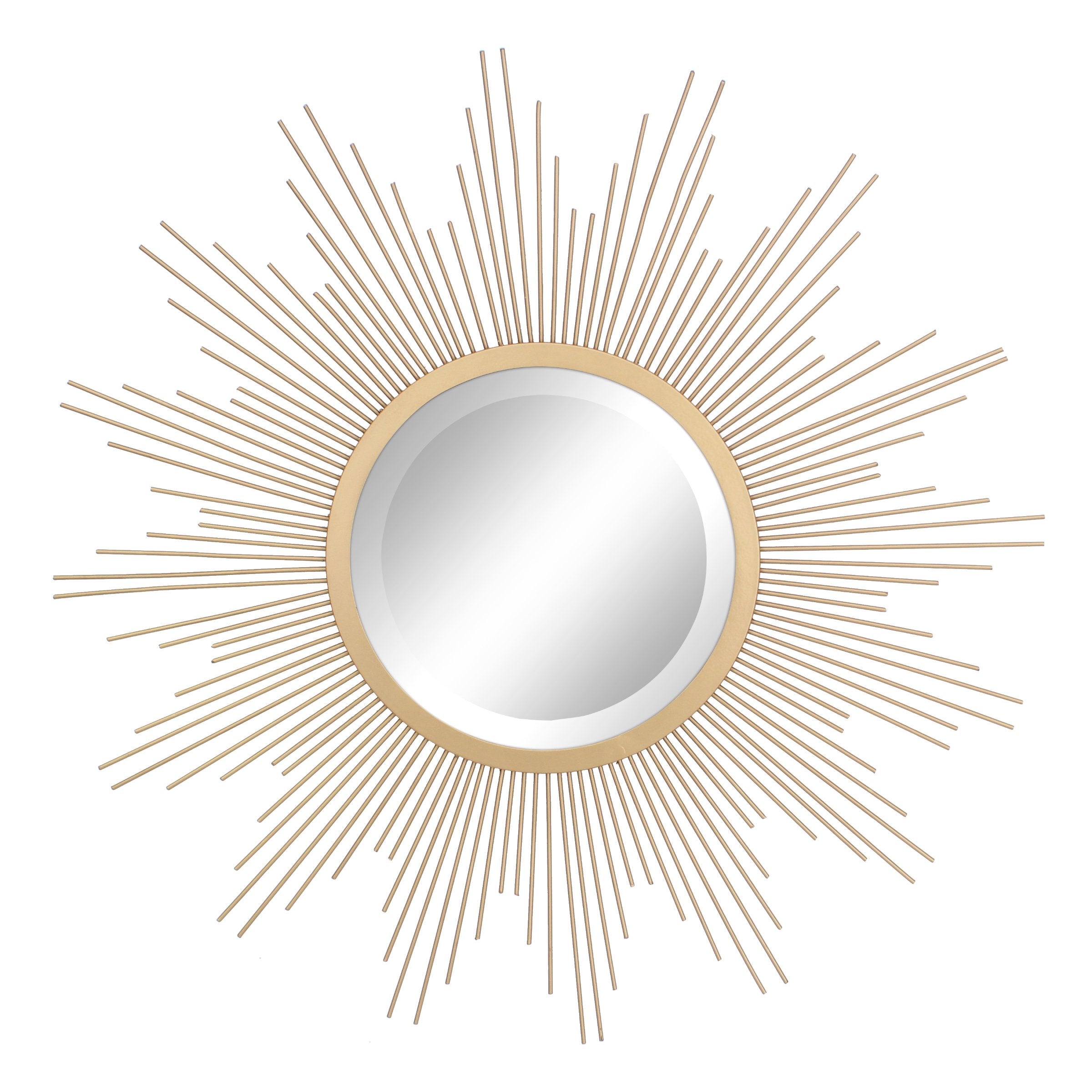 Stonebriar Round 23'' Antique Gold Metal Starburst Hanging Wall Mirror with Attached Mounting Bracket, Decorative Decor for the 