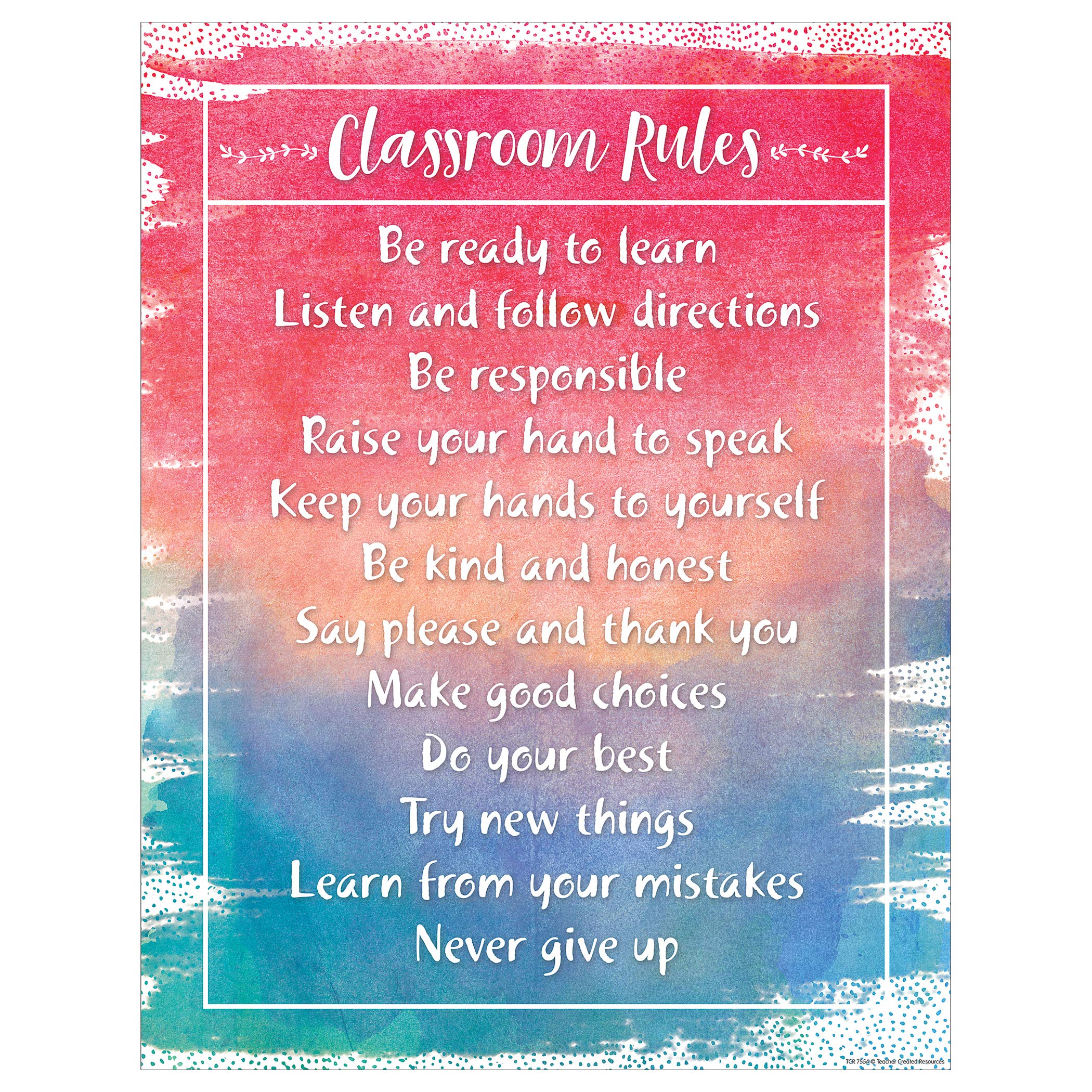 Watercolor Classroom Rules Chart