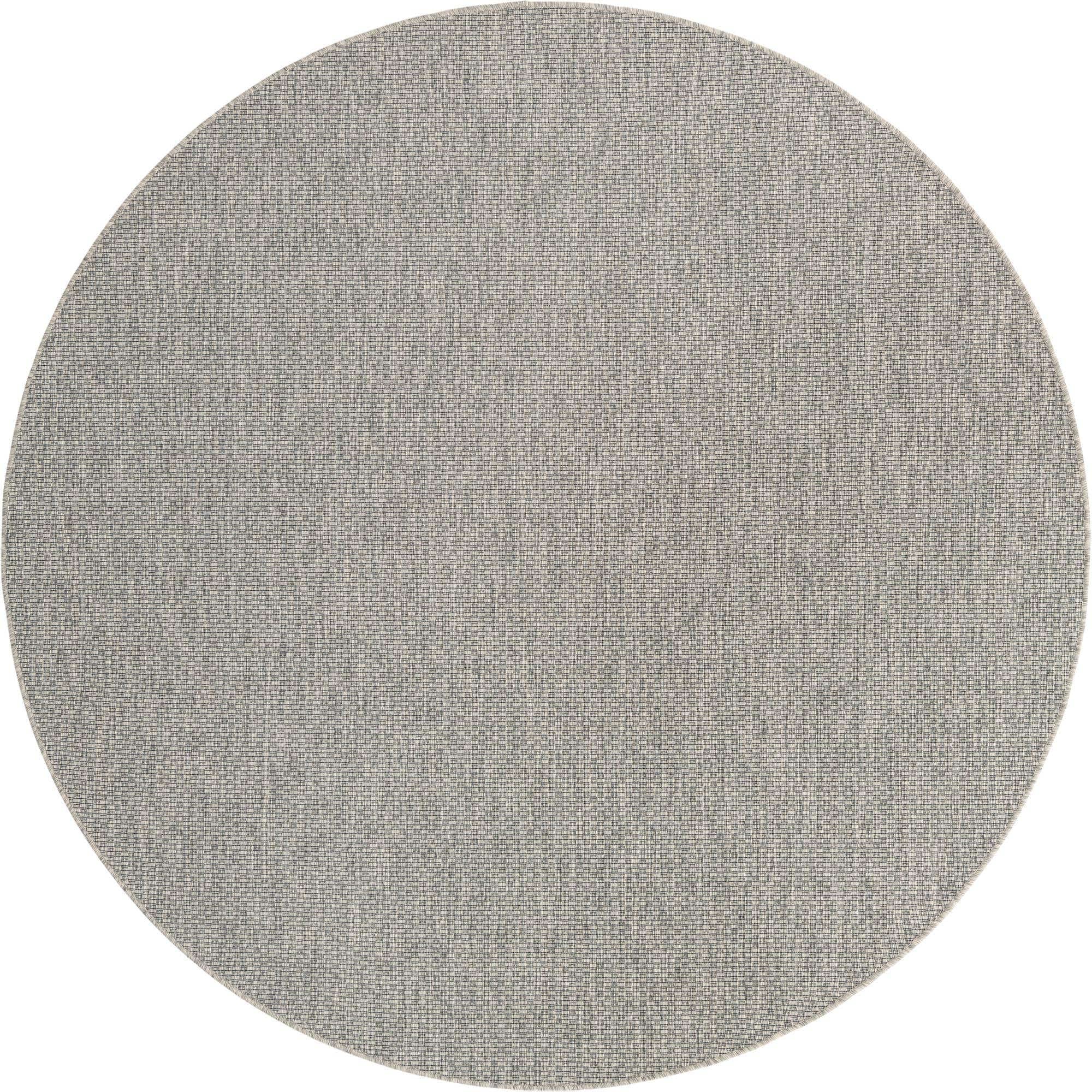 Unique Loom Collection Casual Transitional Solid Heathered Indoor/Outdoor Flatweave Area Rug (8' Round, Light Gray/Ivory)