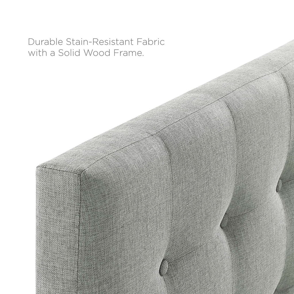 Modway Emily Tufted Button Linen Fabric Upholstered Queen Headboard in Gray