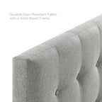 Modway Emily Tufted Button Linen Fabric Upholstered Queen Headboard in Gray