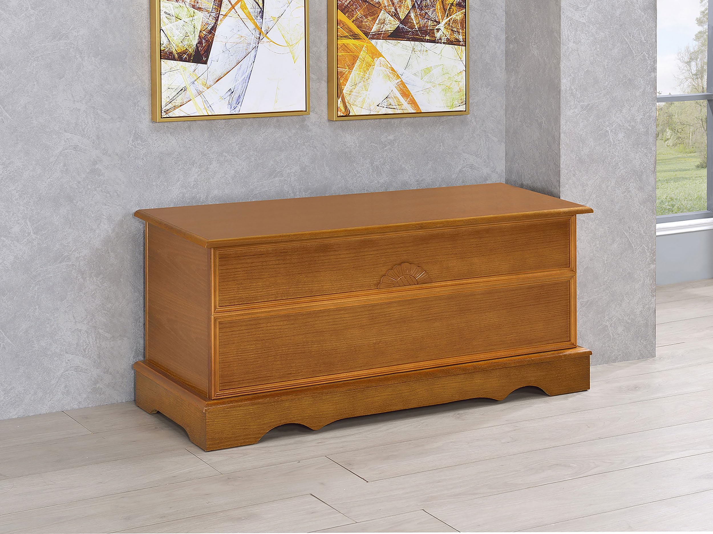 Coaster Home Furnishings Paula Traditional 40 Inch Wood Bedroom or Kids Room Storage Trunk Cedar Lined Hope Chest Storage Bin Honey 4695
