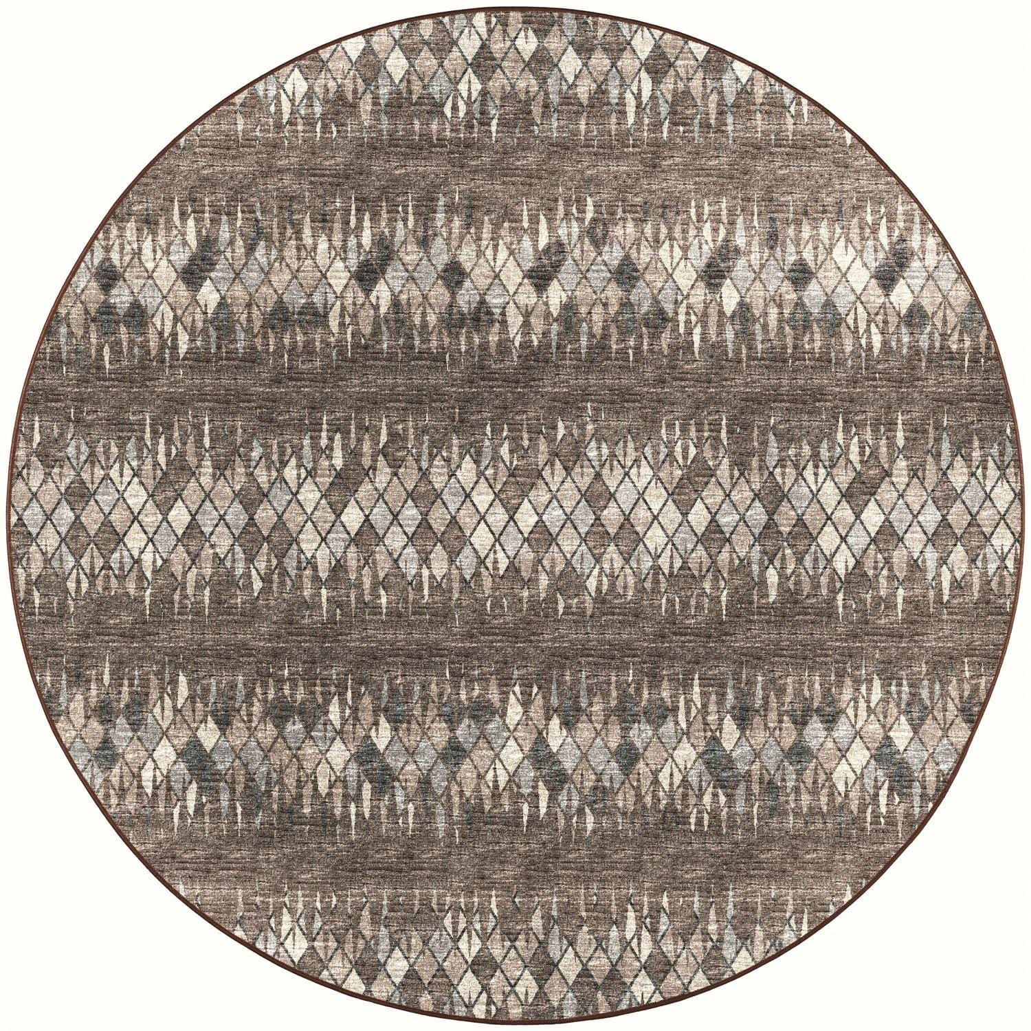 Winslow Wl5 Brown Transitional Rug Round 8' X 8'