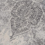 HomeRoots Grey 100% Polypropylene 8’ x 11’ Gray Distressed Medallion Area Rug