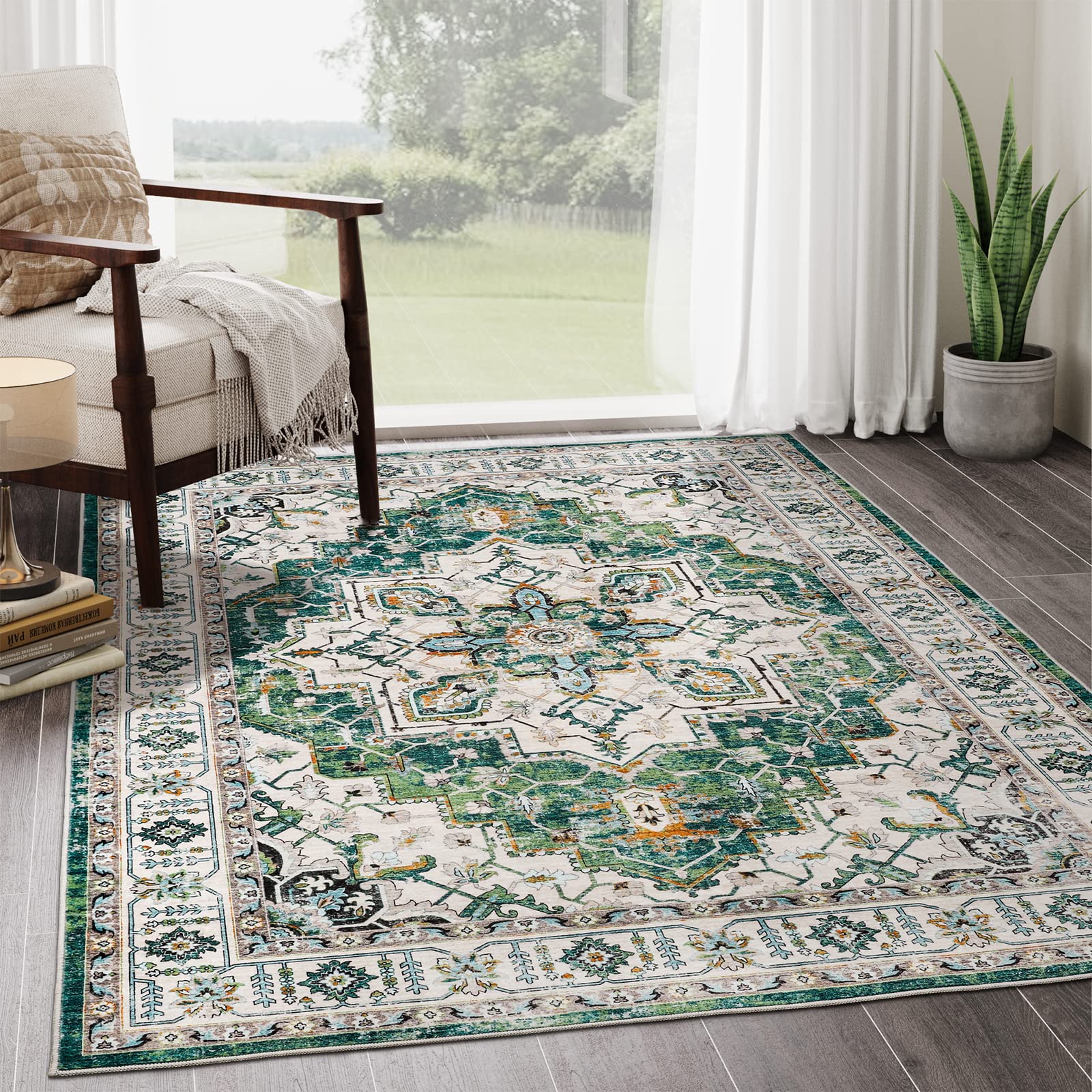 zesthome 9x12 Area Rugs,Stain Resistant Washable Rug,Ultra-Thin Rugs for Living Room,Bedroom,Non-Slip Backing Home Decor Large A