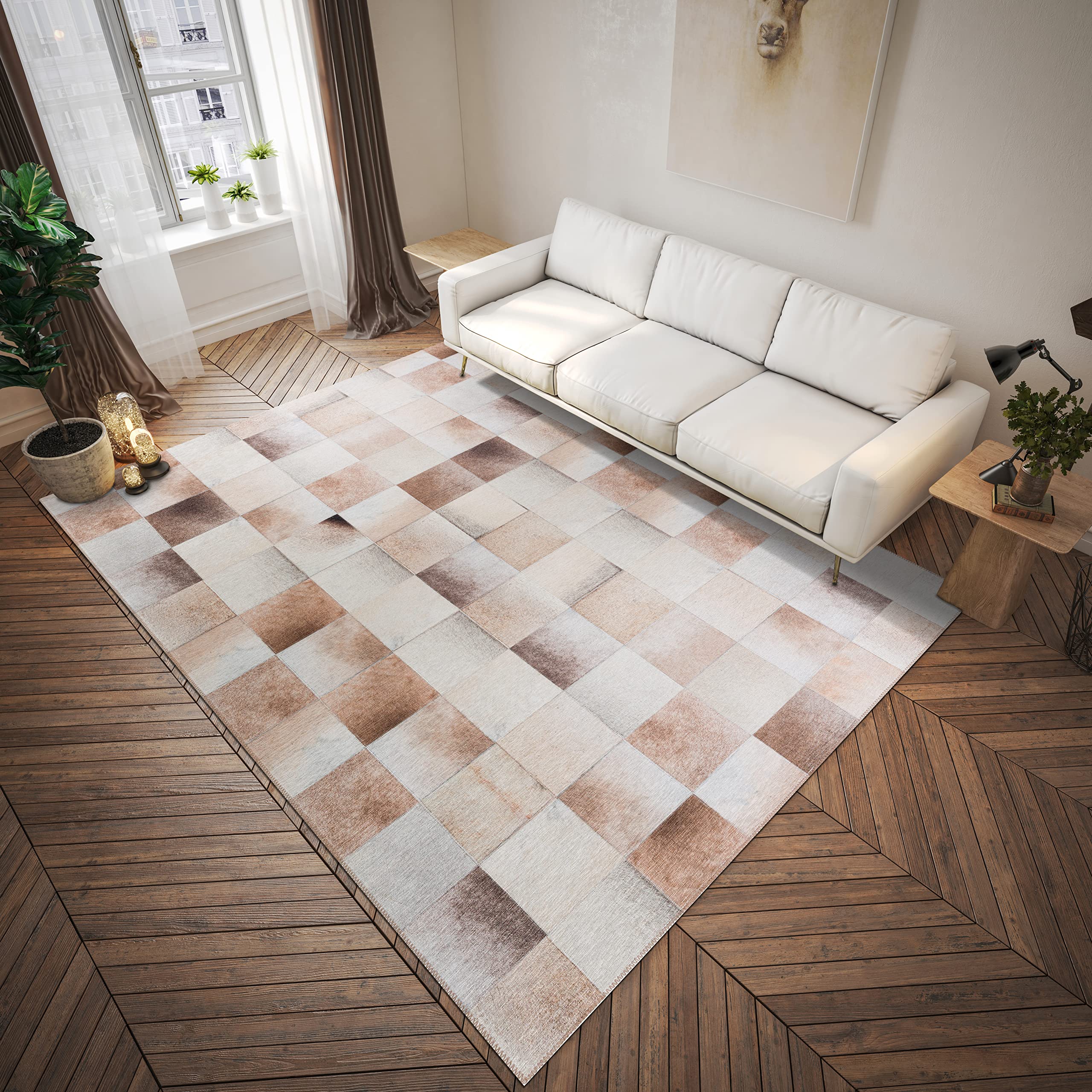 Dalyn Rugs Durango Patchwork Faux Cowhide Ss10 Khaki 5' X 7'6" Rug