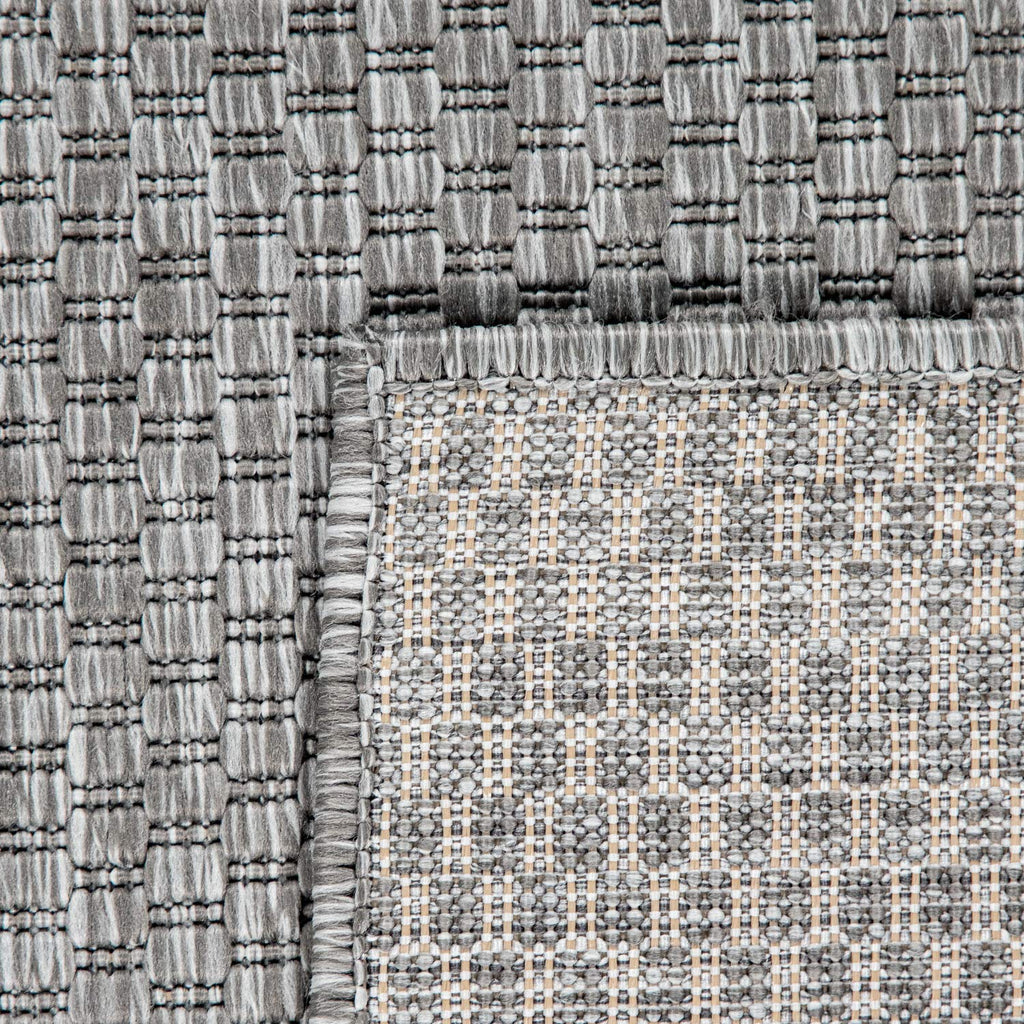 Solid Outdoor Rug For Patio Or Balcony Waterproof In Mottled Grey, Size: 6'7' Square