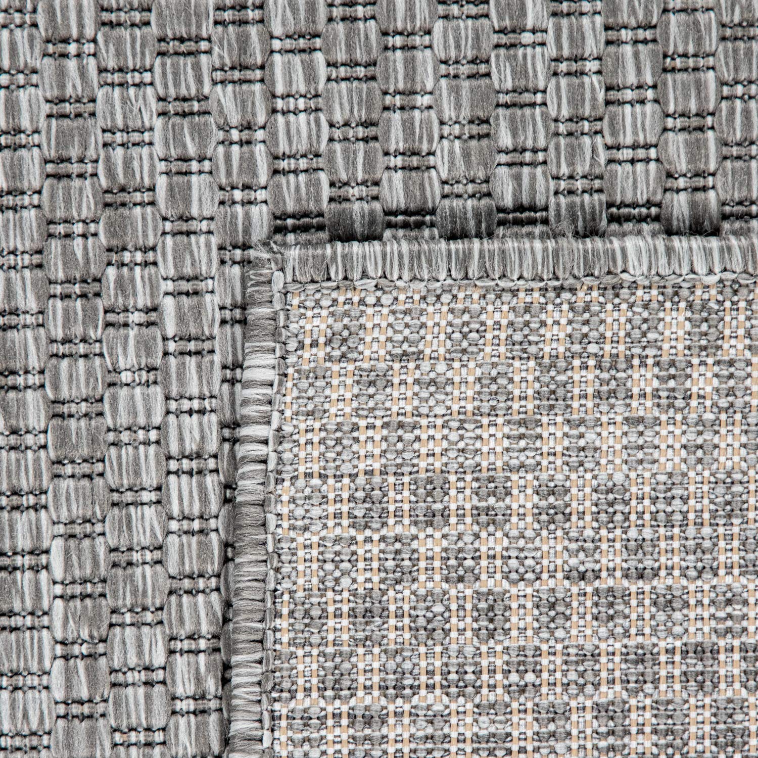 Solid Outdoor Rug For Patio Or Balcony Waterproof In Mottled Grey, Size: 6'7' Square