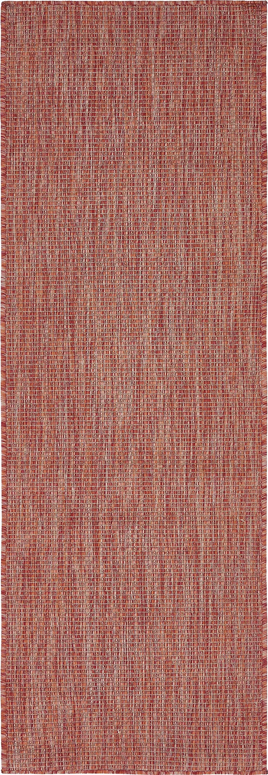 Unique Loom Collection Casual Transitional Solid Heathered Indoor/Outdoor Flatweave Area Rug (2' X 6' 1' Runner, Rust Red/Beige