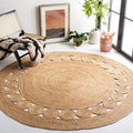 SAFAVIEH Natural Fiber Collection Area Rug - 5 Round, Natural, Handmade Boho Charm Farmhouse Jute, Ideal for High Traffic Areas