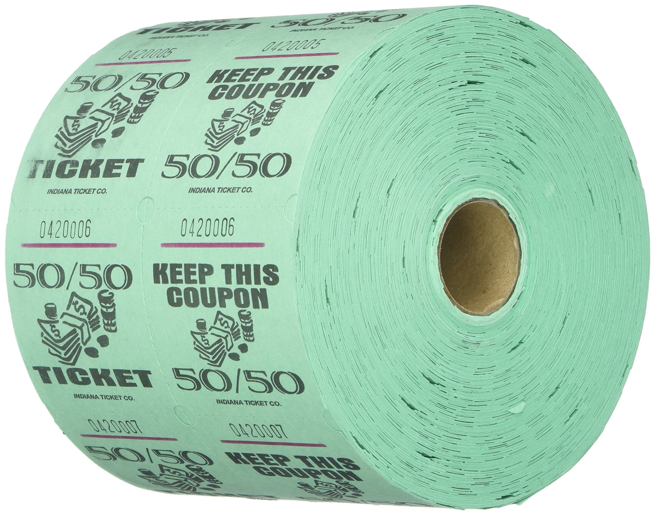 Green 50/50 Raffle Tickets : Roll Of 1000