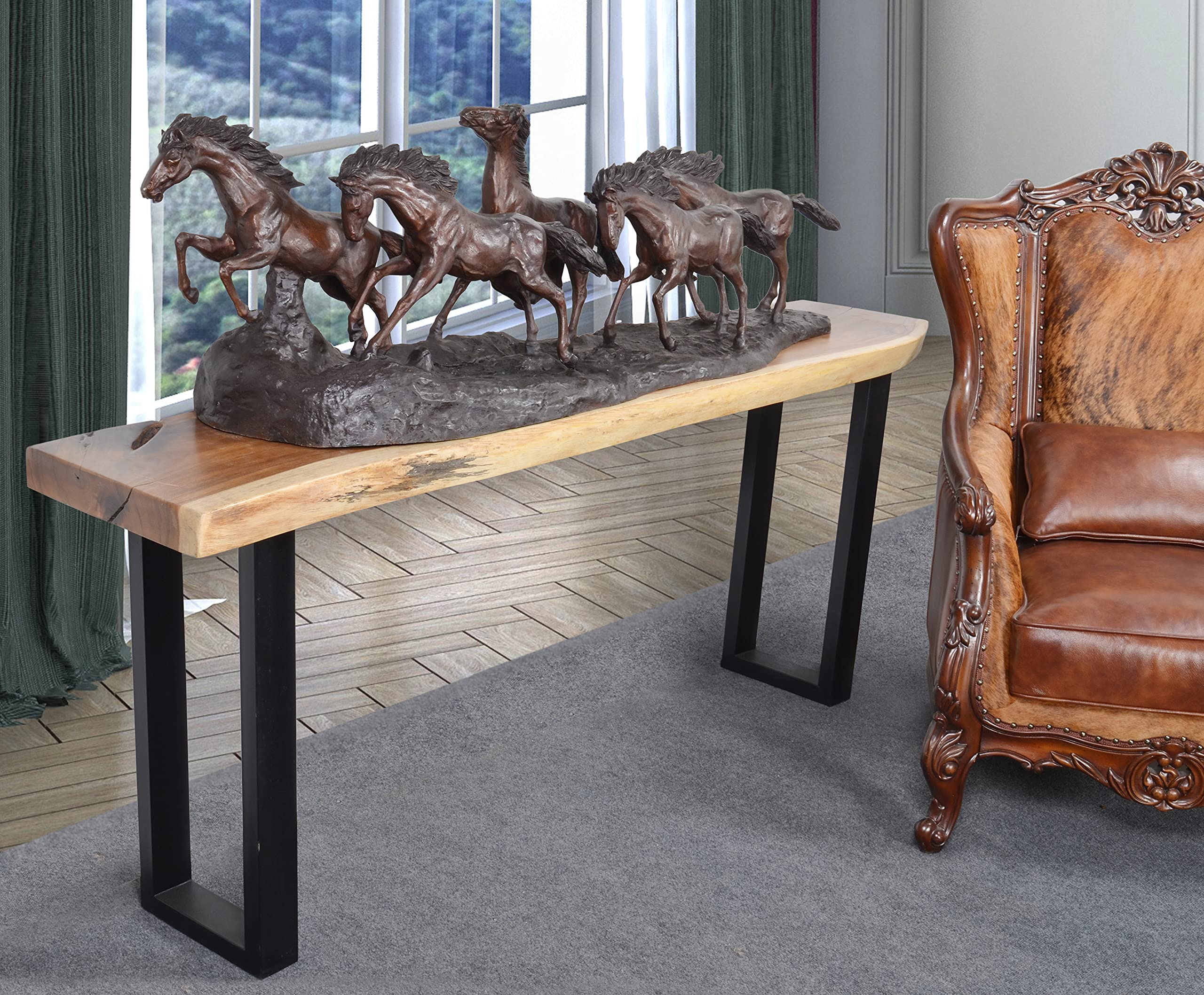 AFD Home 200 Suar Wood Console Table with Square Iron Legs