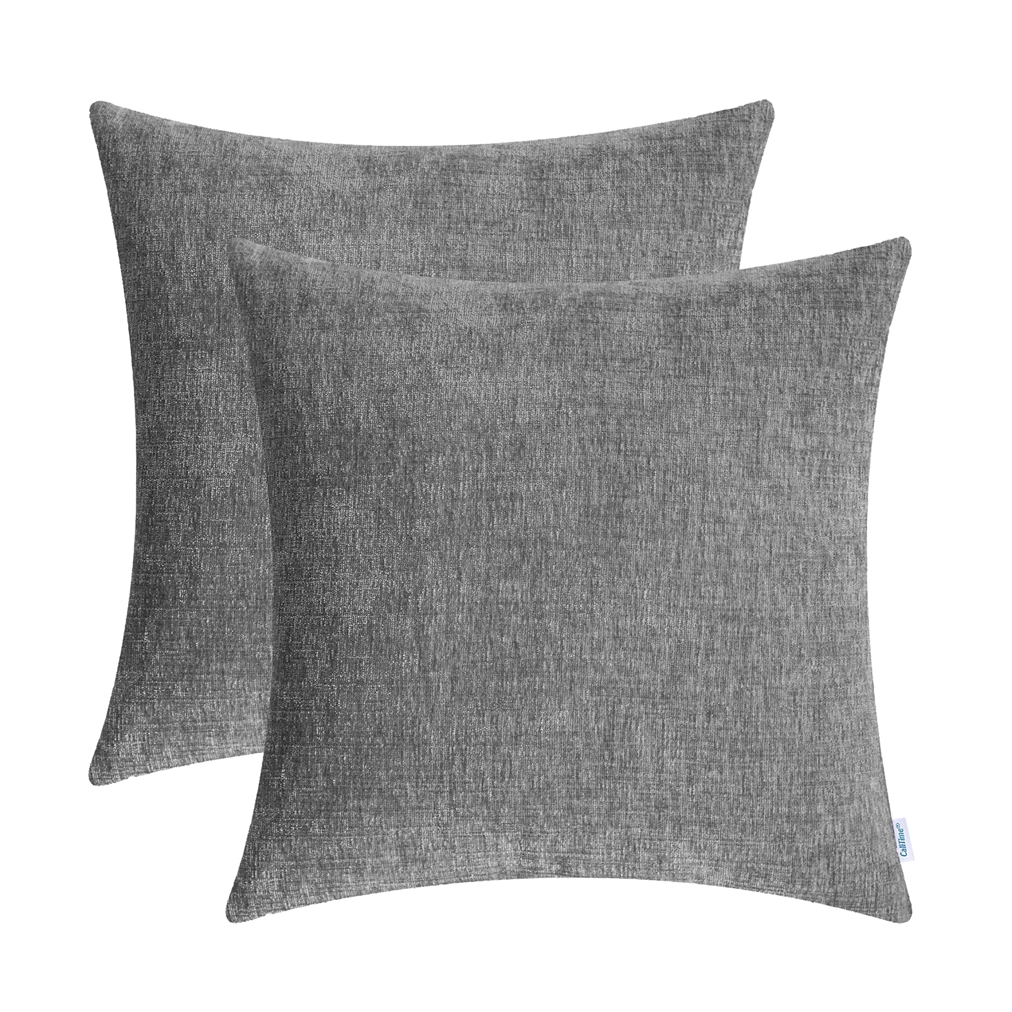 Calitime Pack Of 2 Cozy Throw Pillow Covers Cases For Couch Sofa Home Decoration Solid Dyed Soft Chenille 16 X 16 Inches Medium