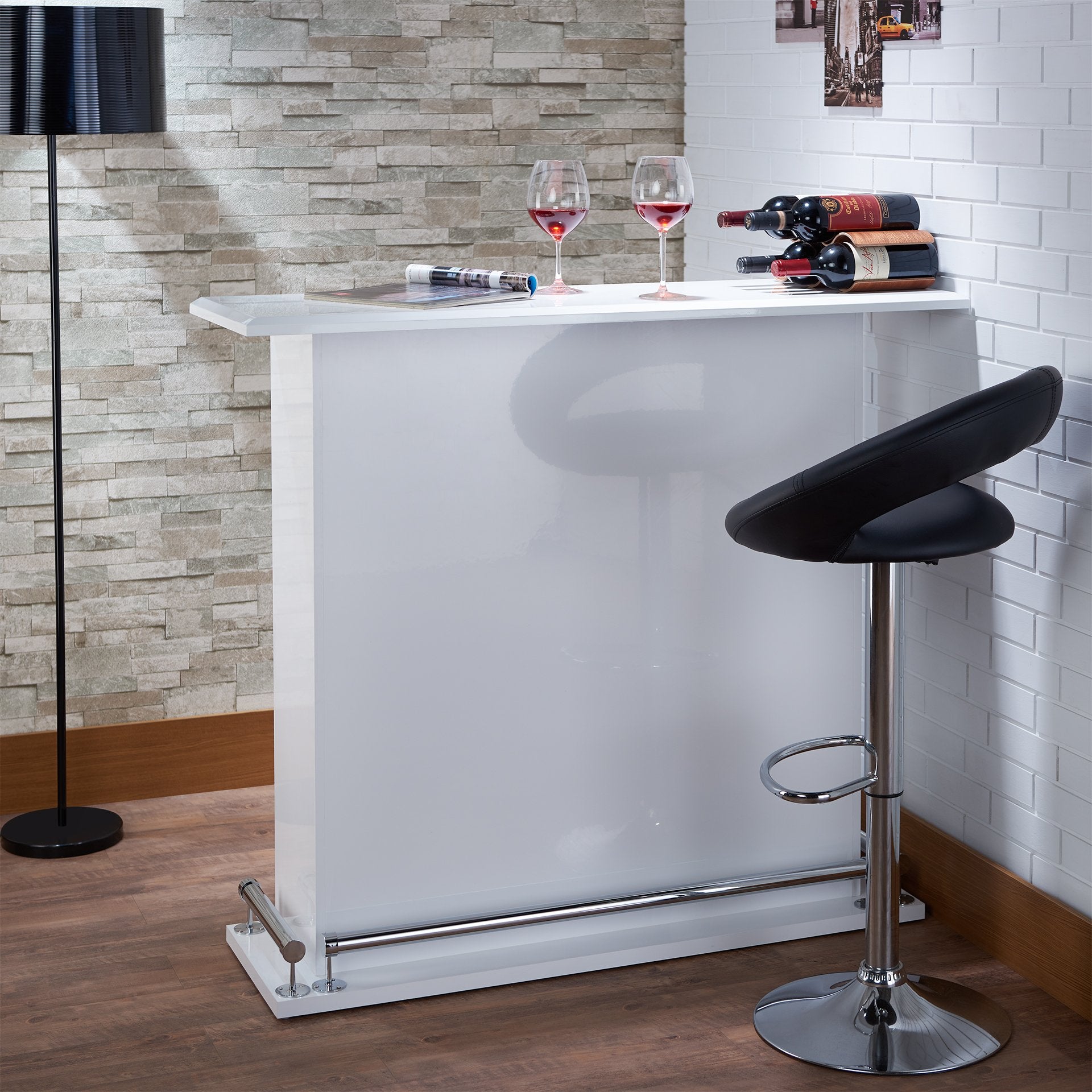 Acme Kite Wooden Bar Table With 6 Compartments In White