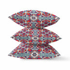 HomeRoots Red Orange Blue 20â€ Red Blue Cloverleaf Boho Zippered Suede Throw Pillow