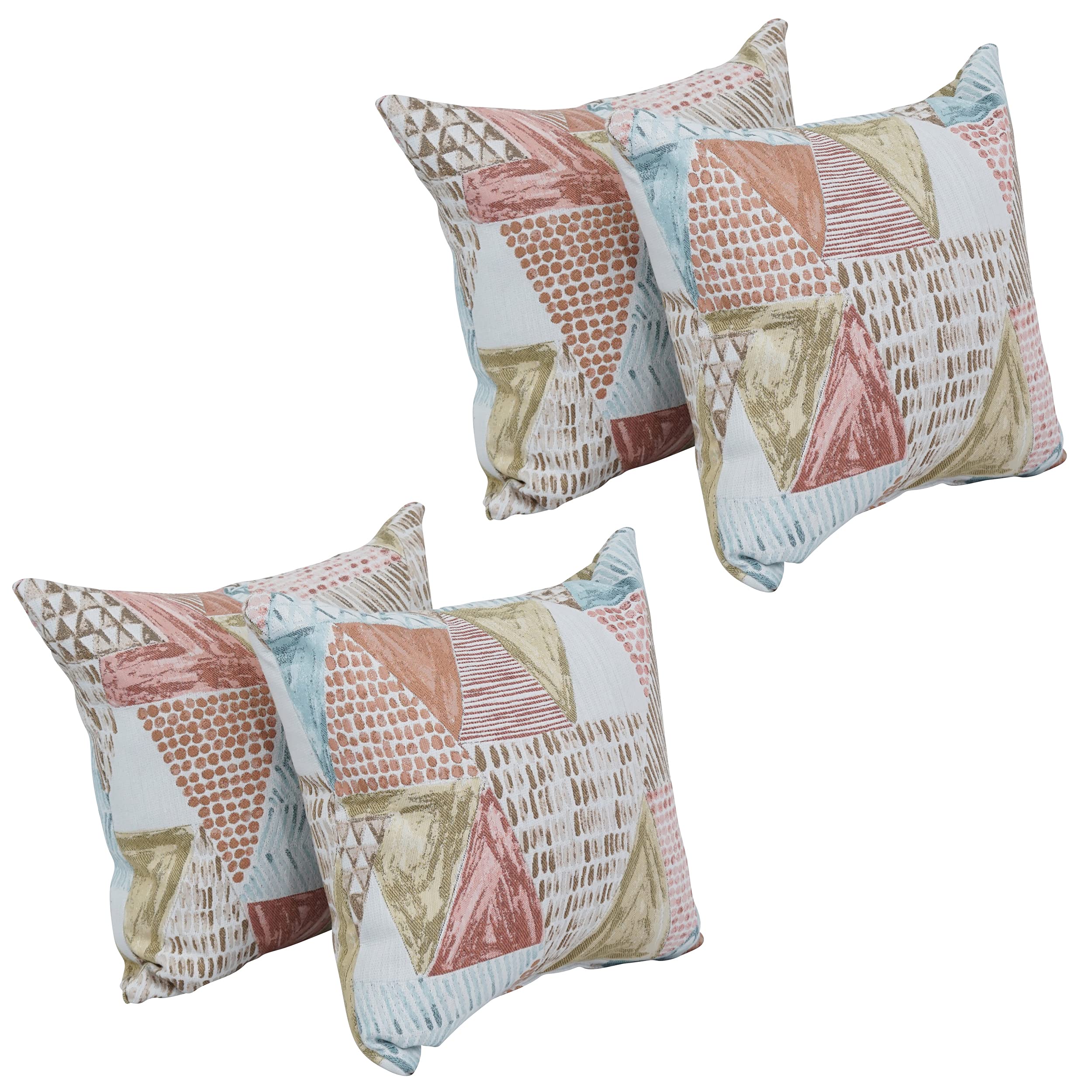 Blazing Needles Square Polyester Jacquard Throw Pillows, 17", Kandafrt Blush 4 Count