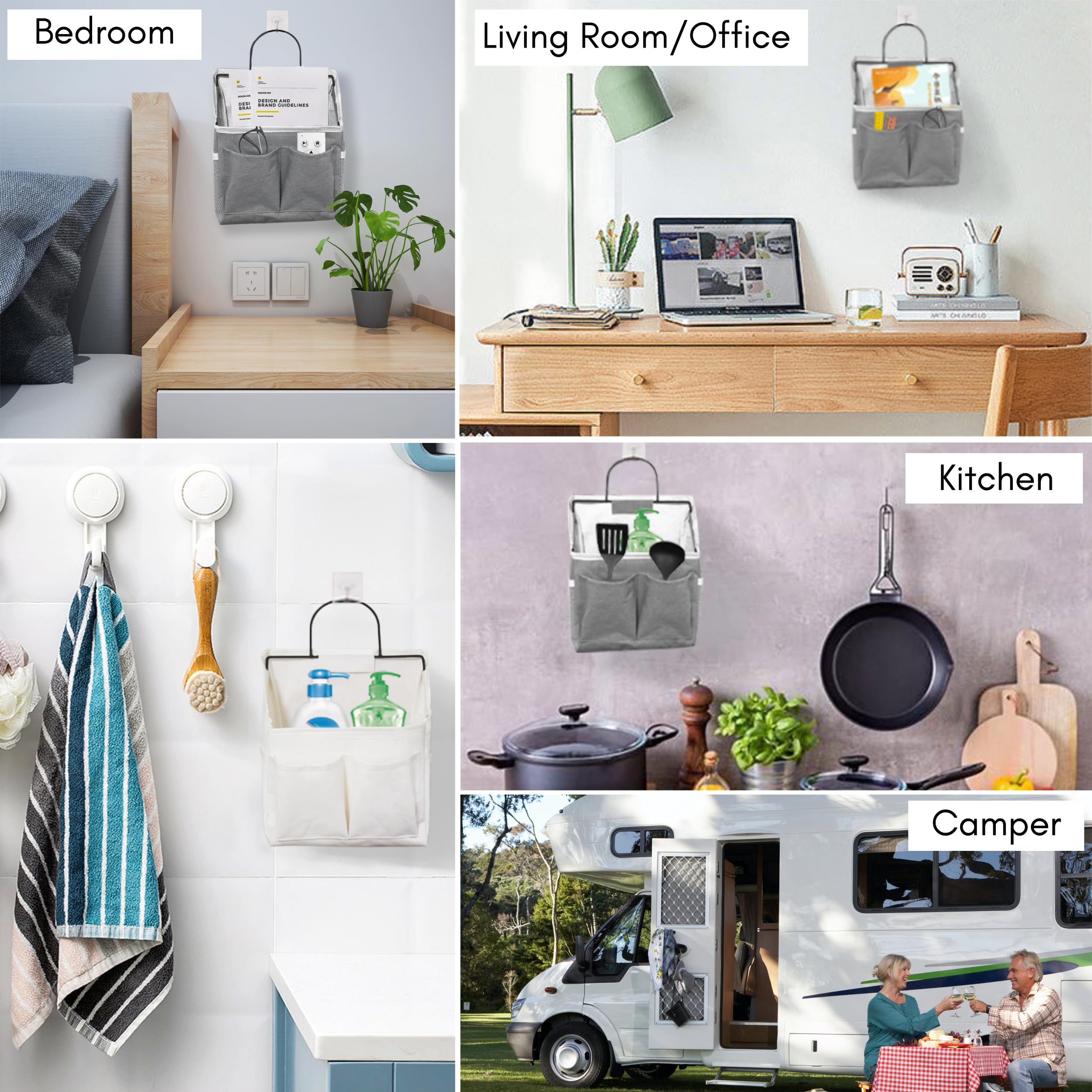 Kanrichu 2Pcs Small Wall Hanging Baskets For Organizing, Wall Hanging Storage Bags As Over The Door Organizer, Wall File Organiz
