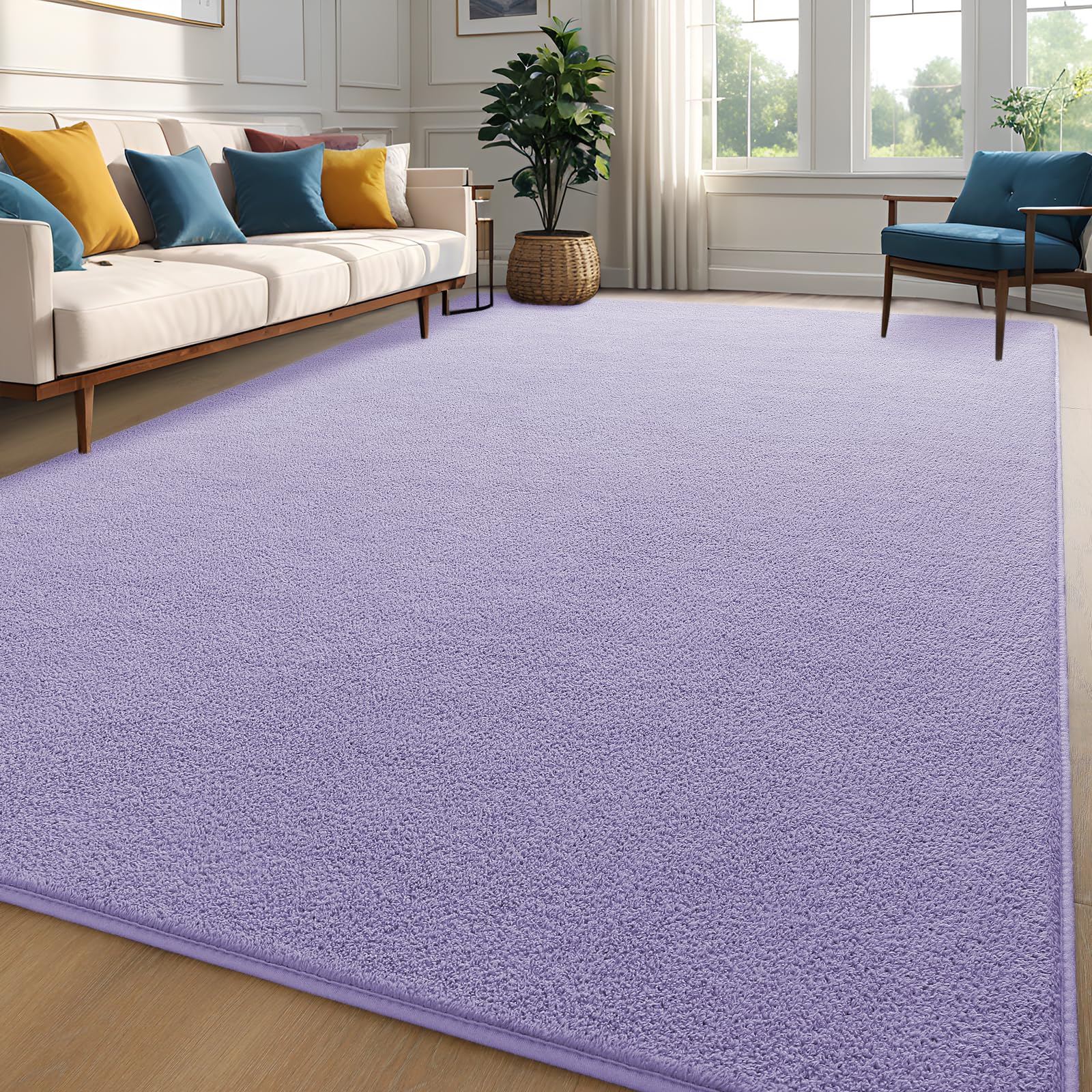 Zedrew Purple Area Rugs for Bedroom Living Room, 5x7 Feet Indoor Memory Foam Rug, Modern Washable Rugs for Kids Boys Girls Room,