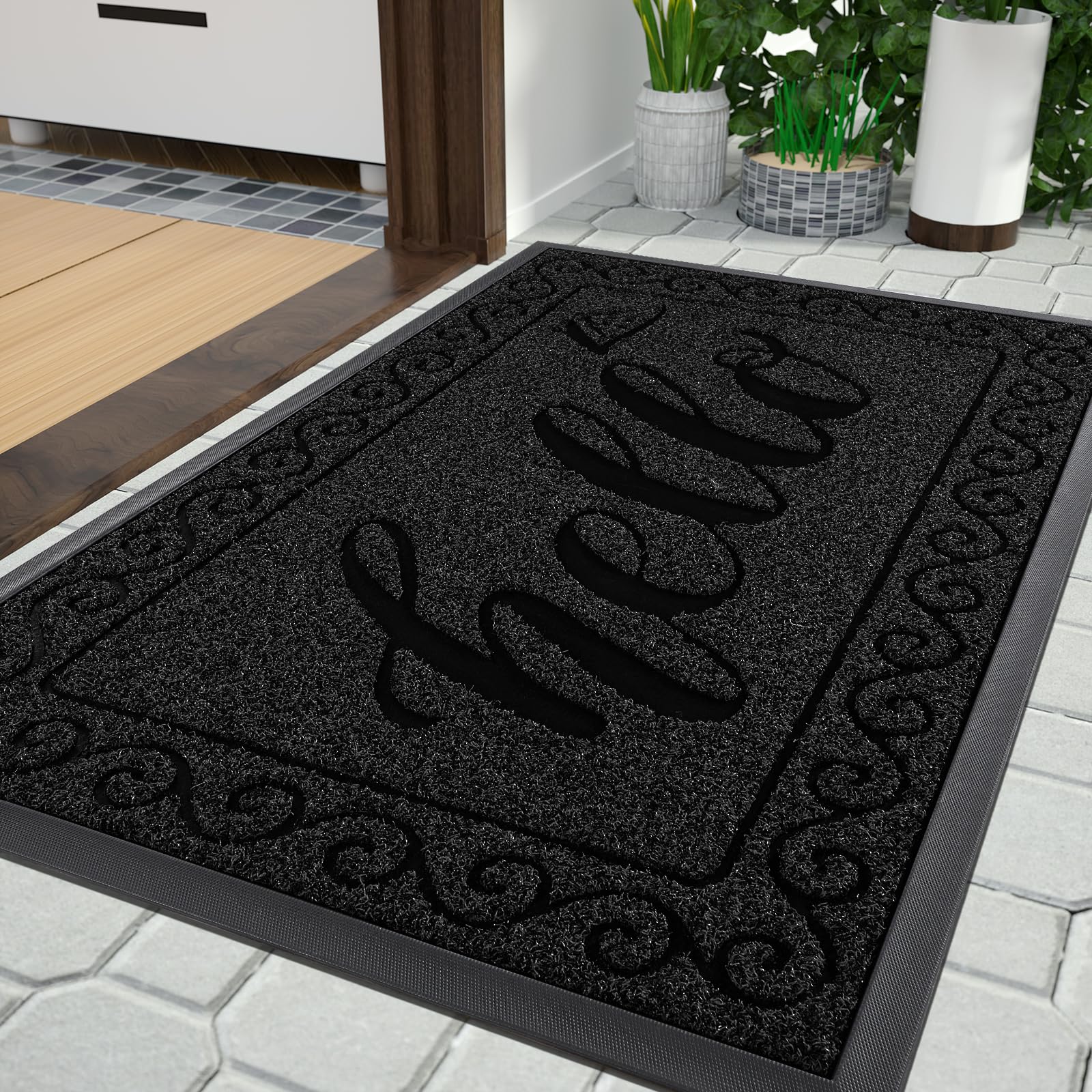Yimobra Hello Door Mat, Outdoor Welcome Front Door Mats For Outside Entrance, Heavy Duty Non Slip Floor Matt For Home Entry, Stu