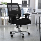 Flash Furniture Hercules Series Big & Tall Swivel Office and Gaming Chair, Ergonomic Mesh Office Chair with Padded Seat and Ratchet Back, Black