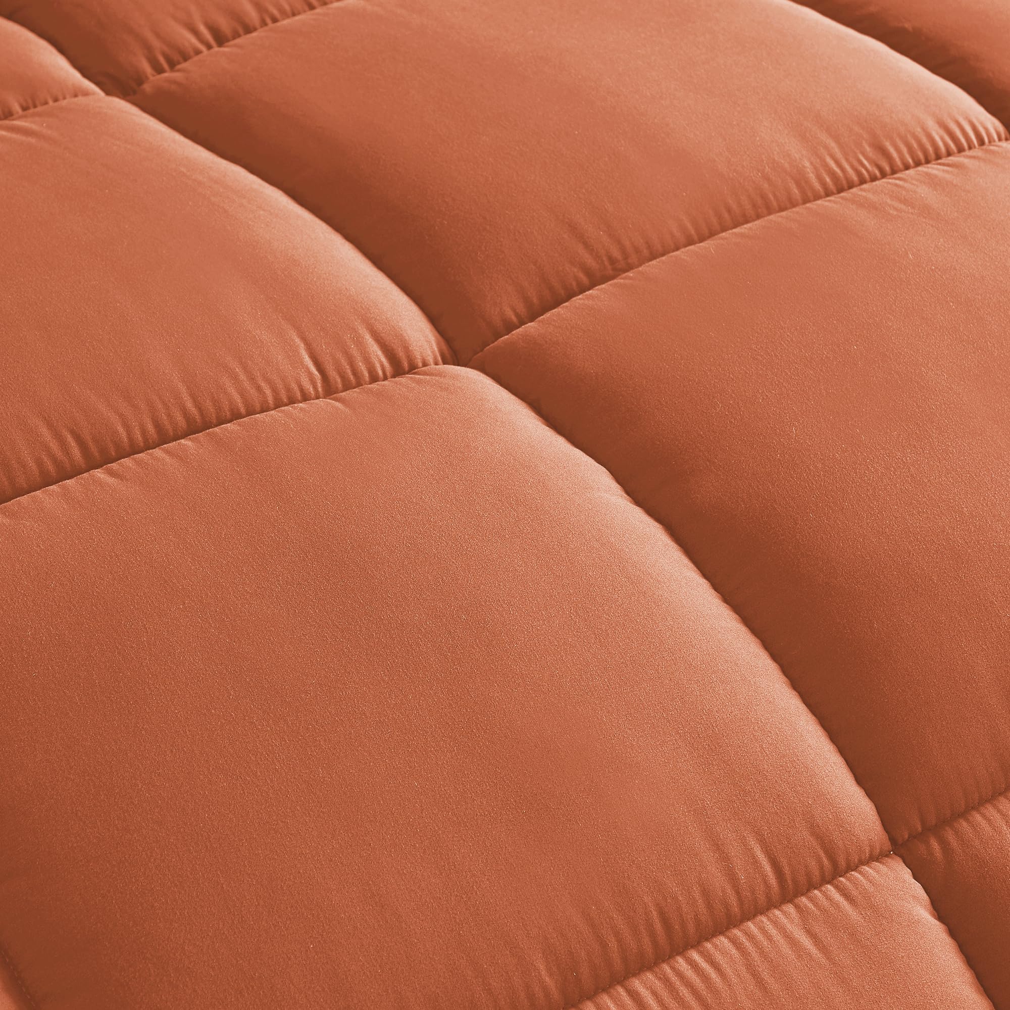 Chezmoi Collection Rust Orange Down Alternative Comforter Oversized Queen - 3-Piece Lightweight Comforter Set - All Seasons Micr