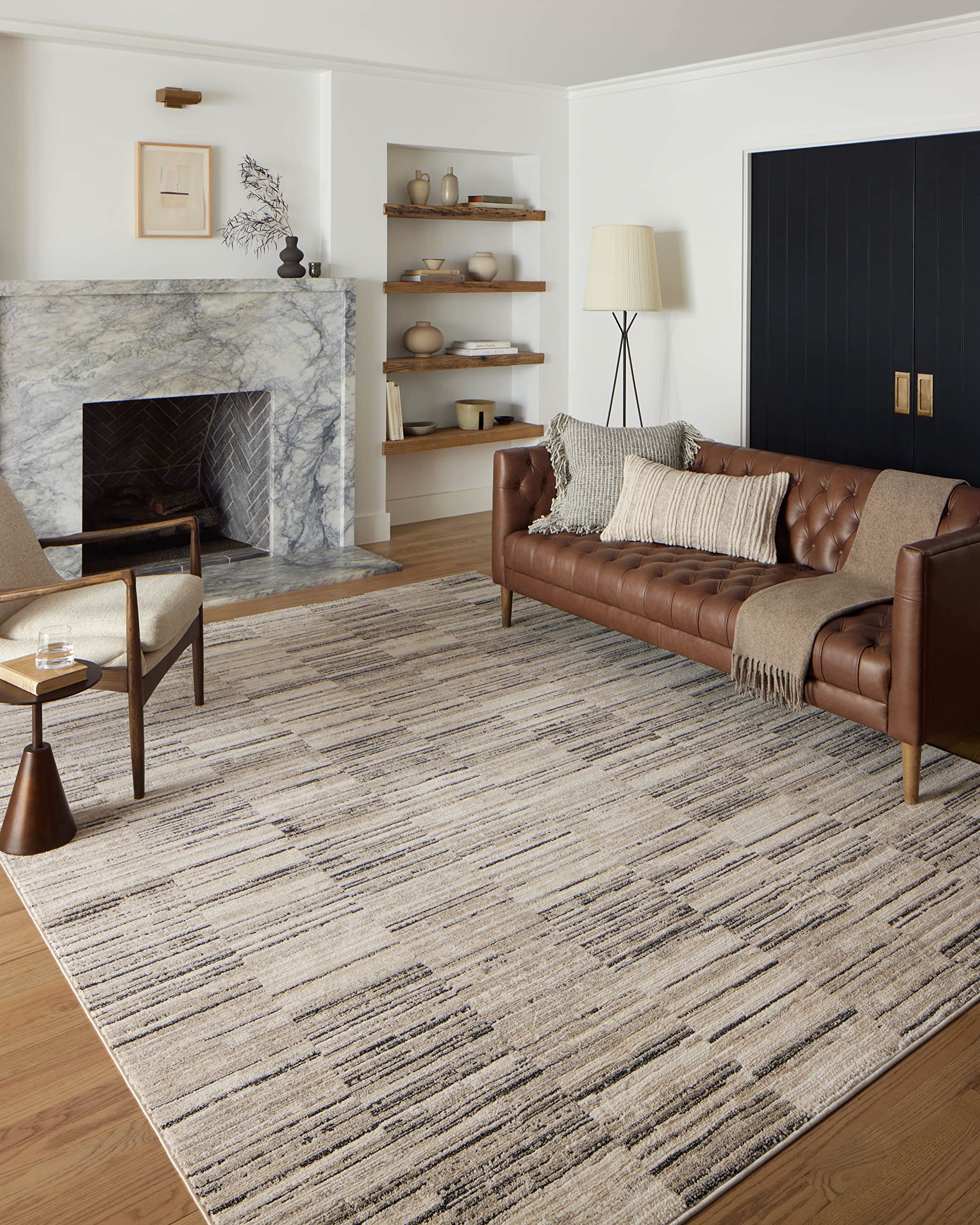 Loloi II Darby Collection DAR-01 Charcoal/Sand 6-7 x 9-3 Area Rug