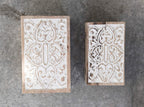 Creative Co-Op Handcarved & Whitewashed Mango Wood Boxes (Set Of 2 Sizes) Misc Non-Food Storage, White, 2 Count