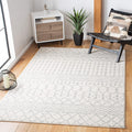 SAFAVIEH Tulum Collection 8 Square Ivory/Light Grey TUL270D Moroccan Boho Distressed Non-Shedding Area Rug