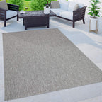 Solid Outdoor Rug For Patio Or Balcony Weatherproof In Mottled Grey, Size: 4'7' X 6'7'