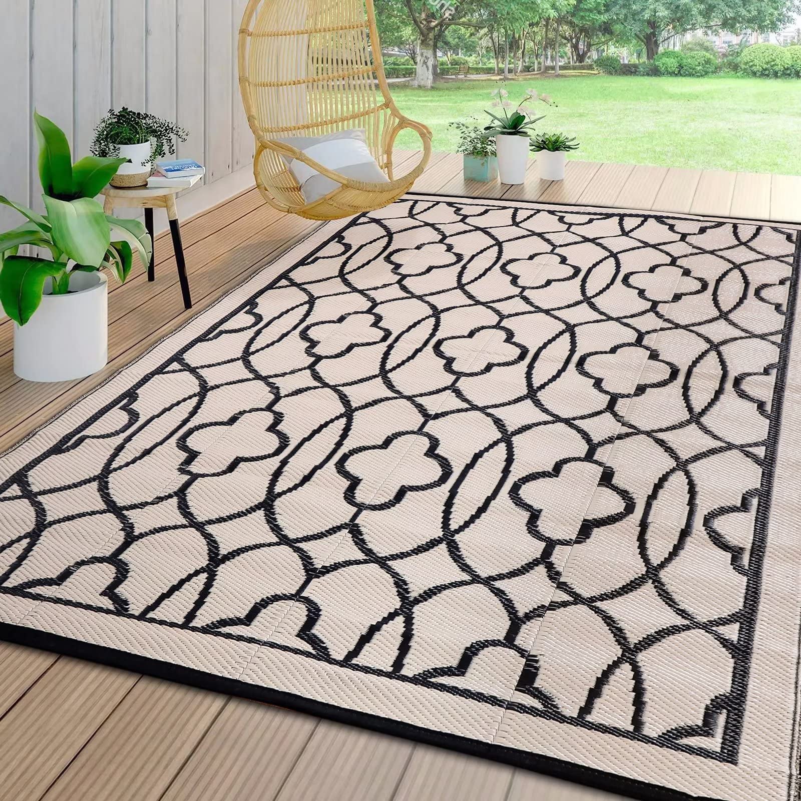 Reversible Mats - Outdoor Rugs 9'X12' For Patios Clearance, Plastic Straw Rugs Waterproof, Portable, Outdoor Rv Camping Rug, Gar