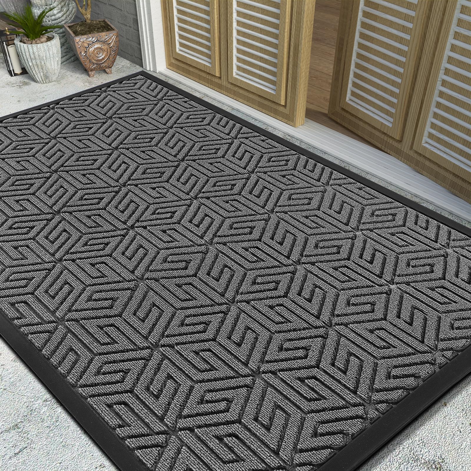 Yimobra Sturdy Front Entrance Door Mat, Heavy Duty Outdoor Indoor Doormat Entryway Floor Mat, Non Slip Rubber Backing, Easy Clea