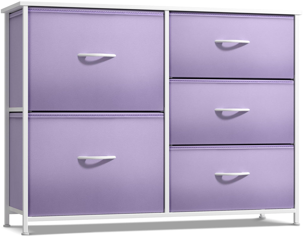 Sorbus Kids Dresser With 5 Drawers - Storage Chest Organizer Unit With Steel Frame, Wood Top & Handles, Tie-Dye Fabric Bins For Clothes - Wide Furniture For Bedroom Hallway Kids Room Nursery & Closet