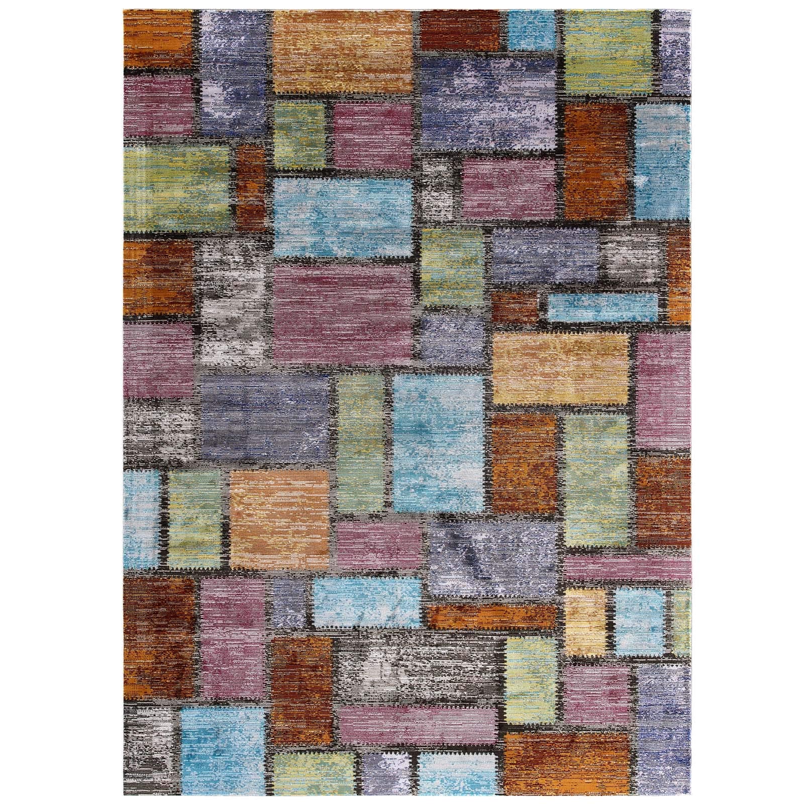 Modway Success Nyssa Abstract Geometric Mosaic Area Rug, 4X6, Multicolored