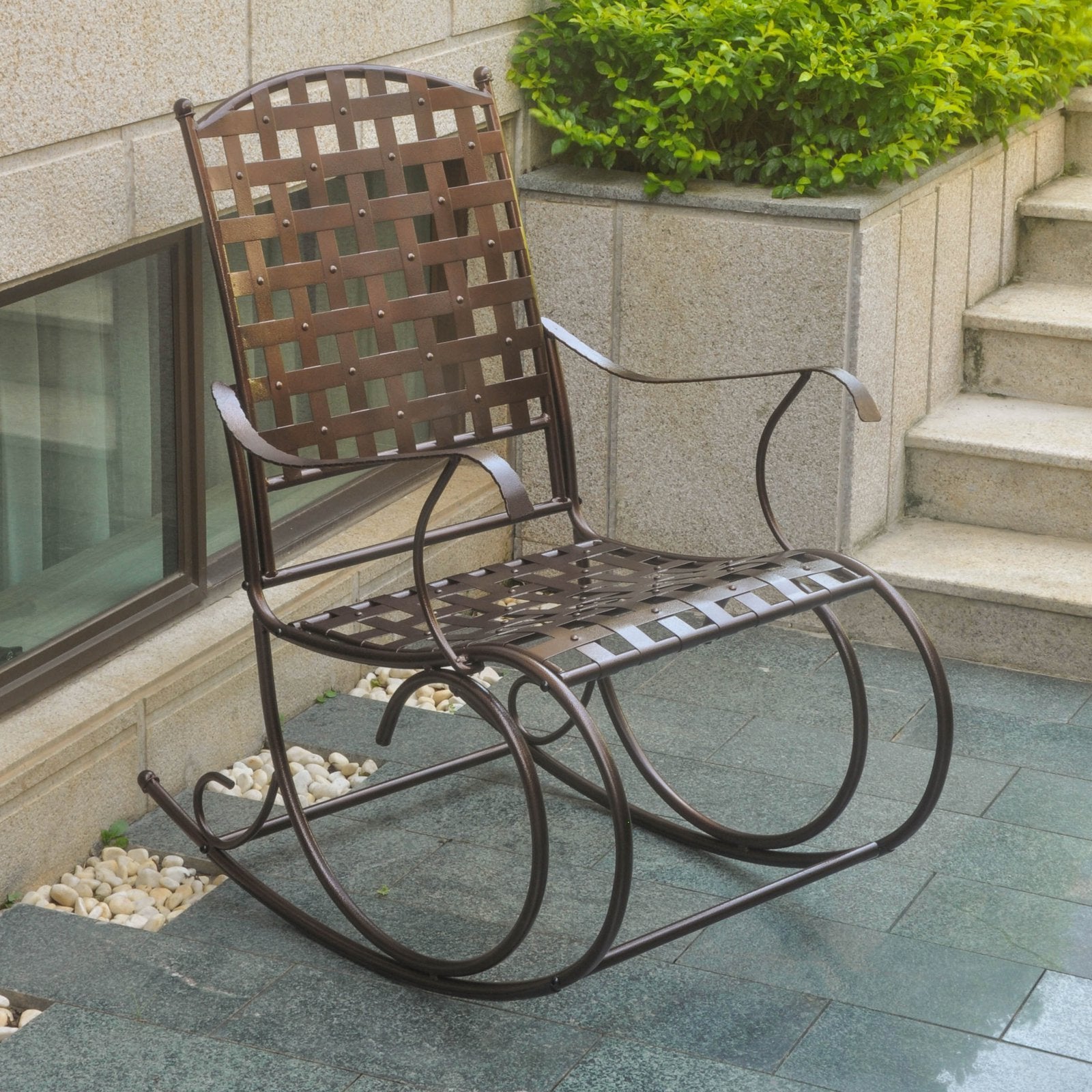 International Caravan Porch Rocker in Verdigris Finish,