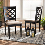 Baxton Studio Sand Upholstered and Brown Finished Wood 2-Piece Dining Chair Set