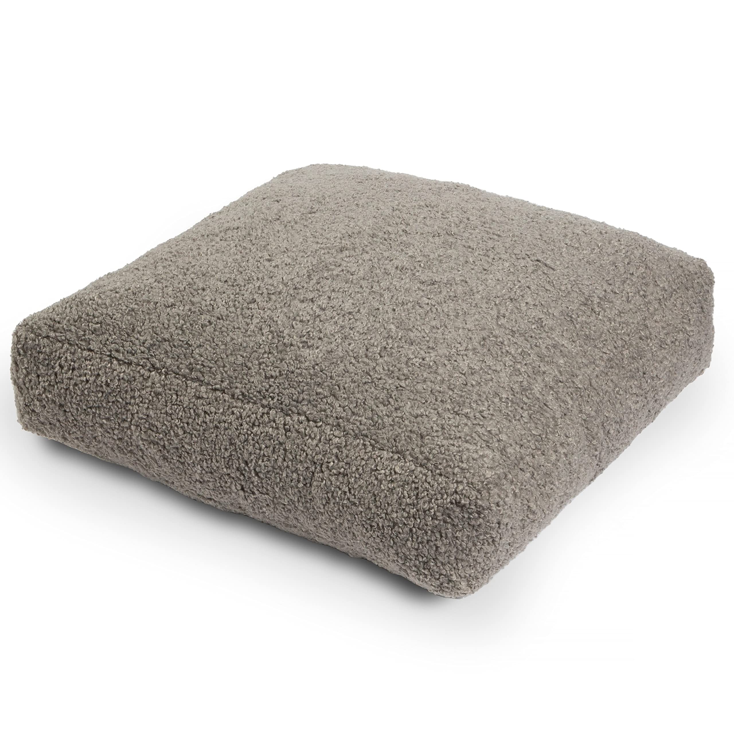 Jaxx Brio Large Dcor Floor Pillow / Meditation Yoga Cushion, Shearling Faux Lamb, Smoke