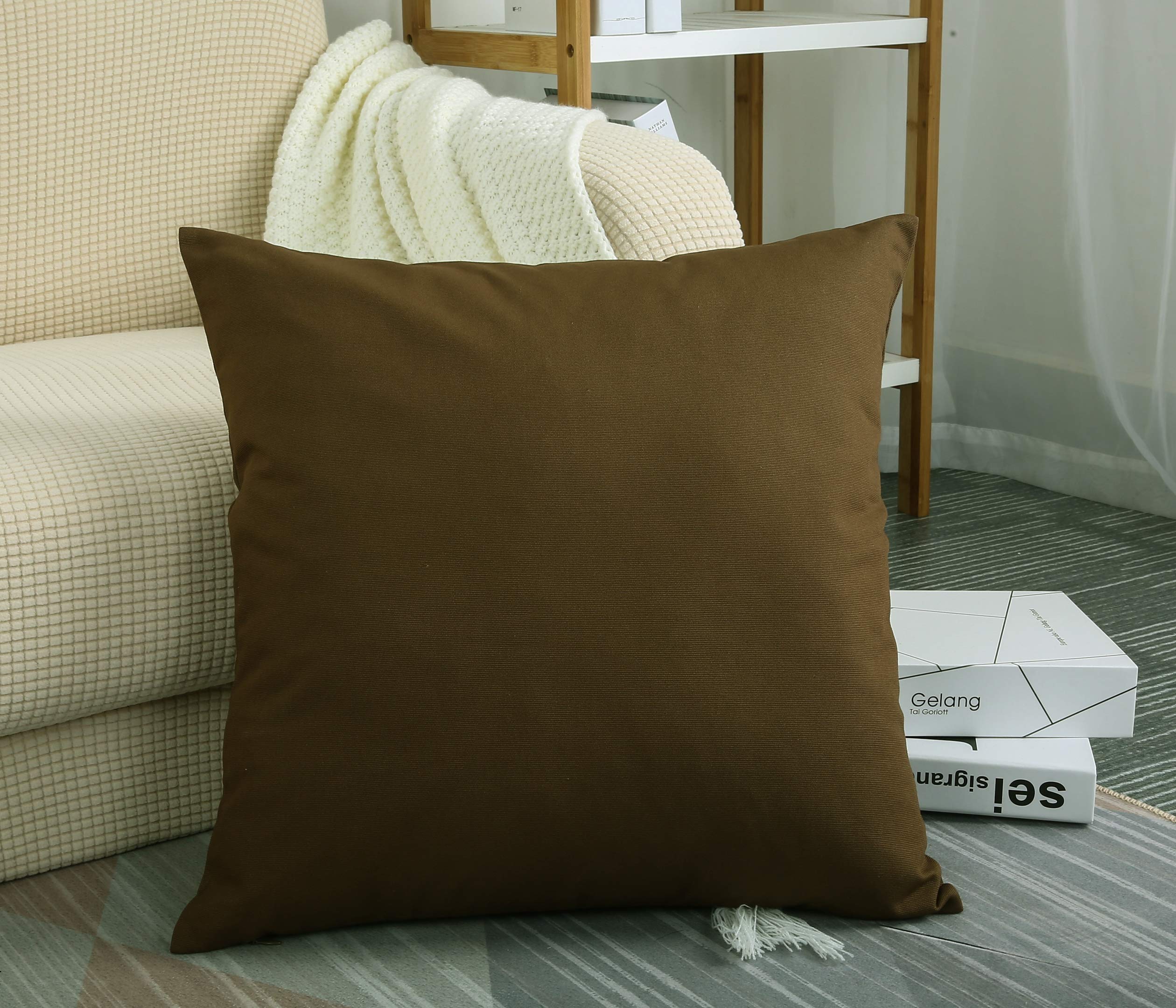 Tangdepot Cotton Solid Throw Pillow Covers, 18' X 18' , Coffee, 1 Count (Pack Of 1)
