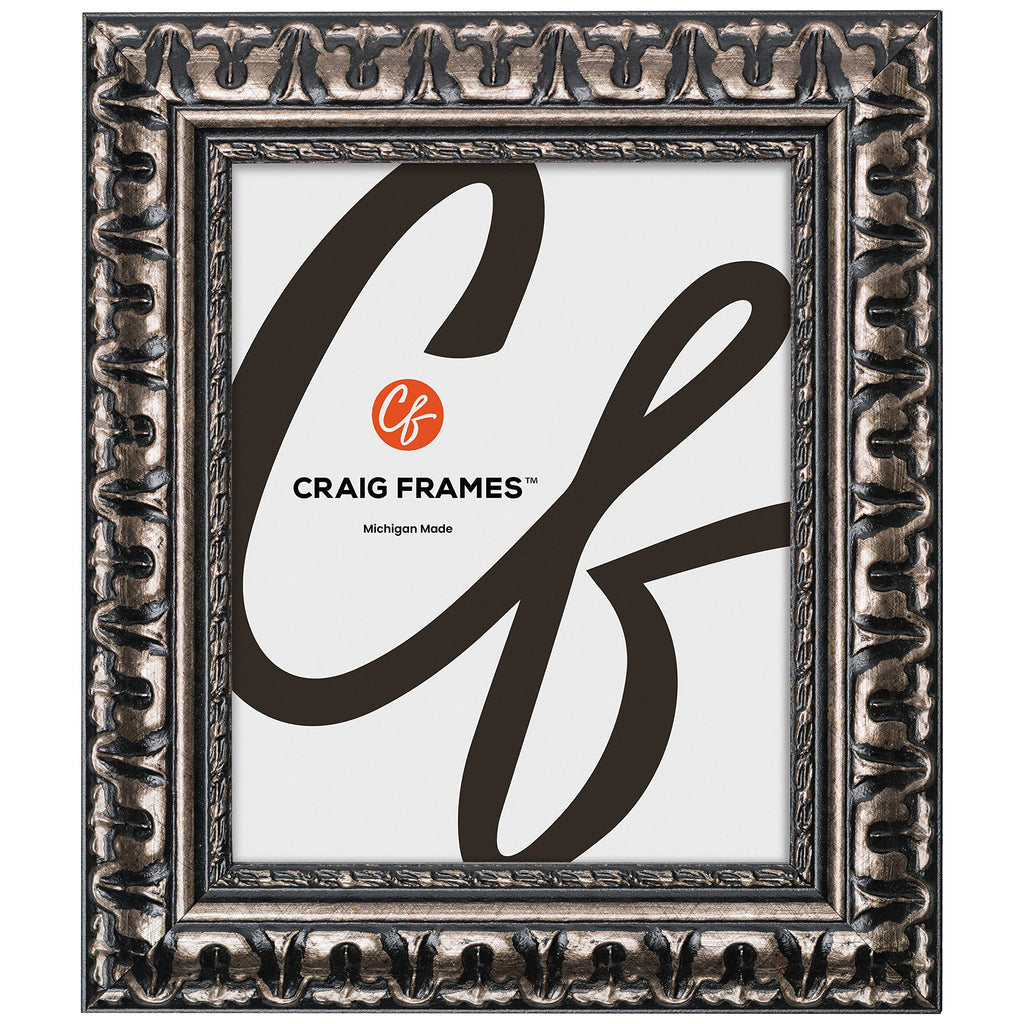 Craig Frames Bravado, 8.5x11 Picture Frame, Antique Silver