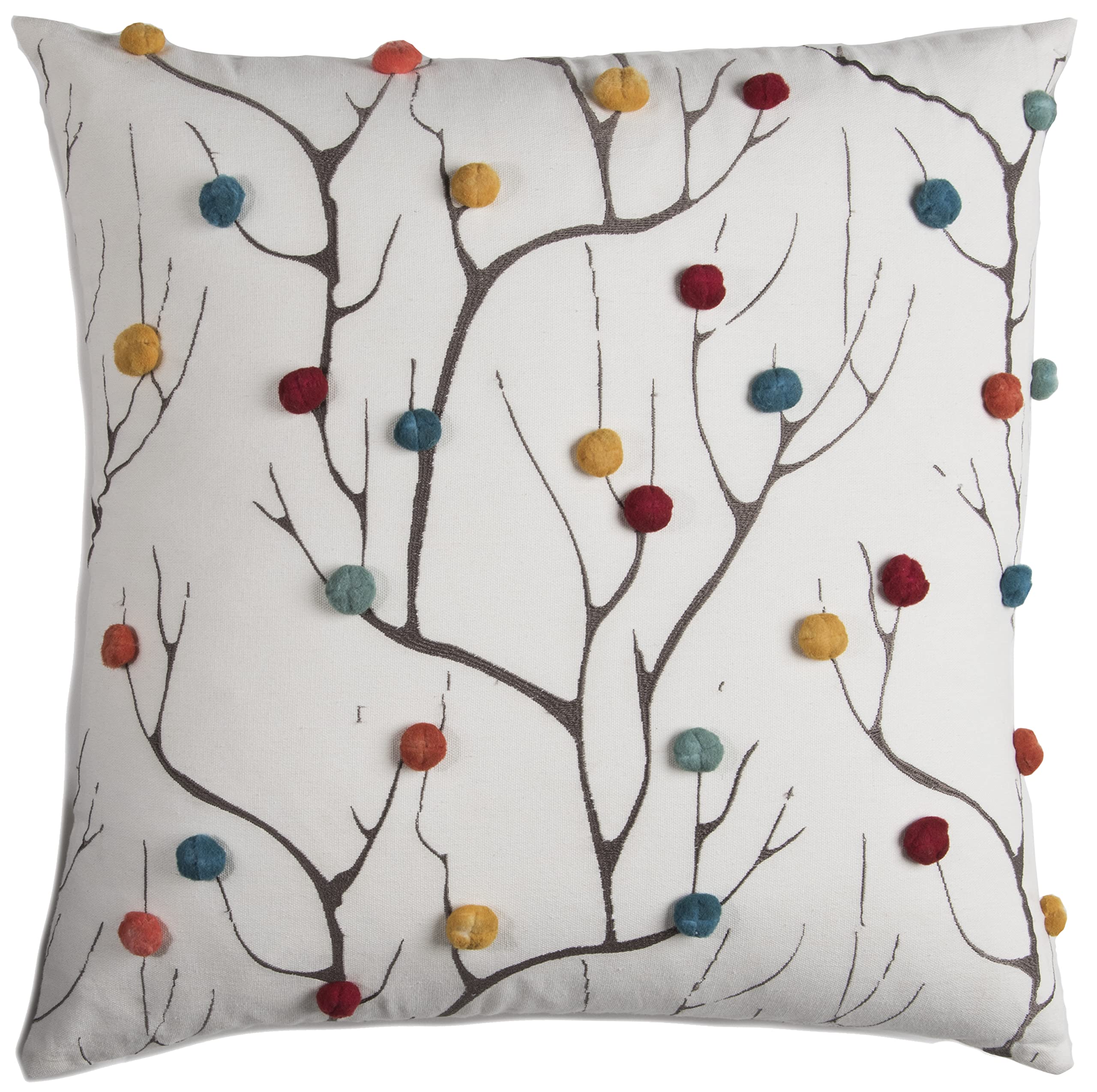 Rizzy Home | T11183 | 20"x20" White/Yellow/Red Decorative Pillow | Cover Only
