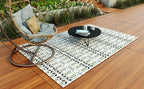 Mad Mats Geometric Outdoor Rug, Reversible Plastic Mat (4' X 6', Moroccan - Grey/White)