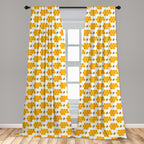 Ambesonne Cartoon Window Curtains, Bumble Bee Along Honey Comb Pattern Hexagonal Themed Illustration, Lightweight Decor 2-Panel
